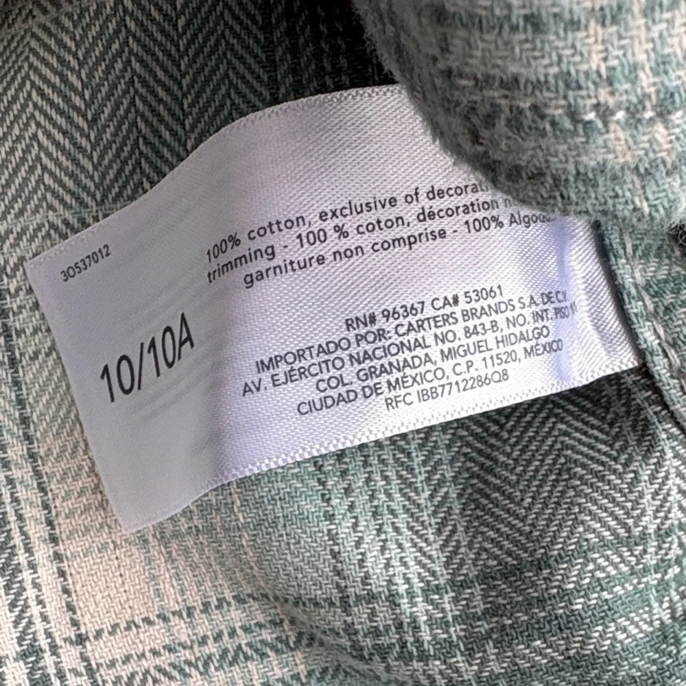 NWOT Oshkosh Boys Flannel Shirt size 10